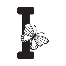 Letter I with butterfly