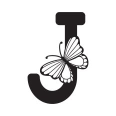 Letter J with butterfly