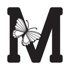 Letter M with butterfly