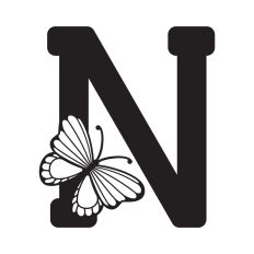 Letter N with butterfly