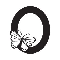Letter O with butterfly