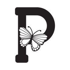 Letter P with butterfly