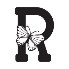 Letter R with butterfly