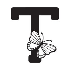 Letter T with butterfly