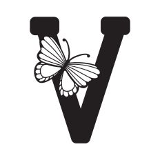 Letter V with butterfly