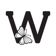 Letter W with butterfly