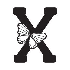 Letter X with butterfly