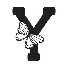 Letter Y with butterfly