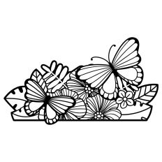 Flowers and butterflies border