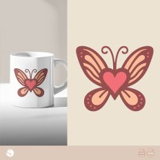 Heart, Winged Butterfly, Silhouette Cut File