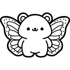 cute bear with butterfly wings lineart