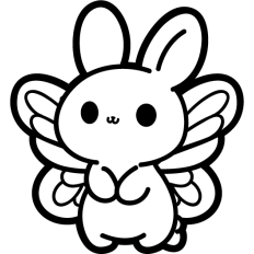 cute bunny with butterfly wings lineart
