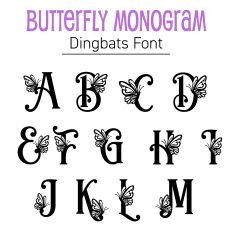 Butterfly Monogram Alphabet Dingbats Font