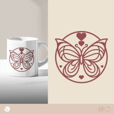 Circular Heart Butterfly, Silhouette Cut File