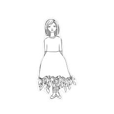 Lottie has leaves on her dress and she is ready for you to print, cut and color. 