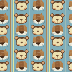 Cute safari animals faces Seamless pattern
