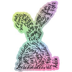 RAINBOW BACKGROUND CALLIGRAPHY EASTER PASTRY BUNNY - RABEA
