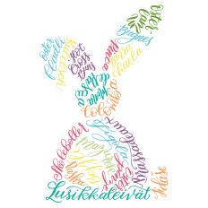 RAINBOW CALLIGRAPHY BUNNY EASTER BAKERY SPECIALTIES - RABEA