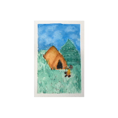 Camping Tent Scene Hand Drawn Watercolor Printable