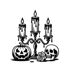 Gothic Halloween Candelabra Skull