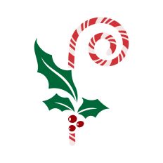 Candy cane with Holly