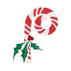 Candy cane with holly