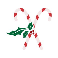 Crossed candy canes with holly