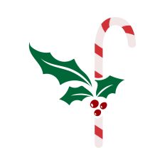 Candy cane with holly
