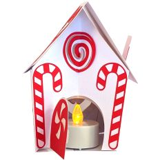 Candy Cane Cottage Tealight Pop Up