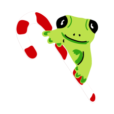 Frog with Candy Cane