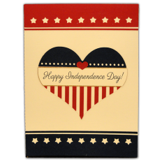 Card A6 Heart Stars Stripes Emblem