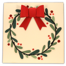 Card Mistletoe Wreath Bow