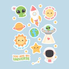 Solar System and Astronaut Stickers