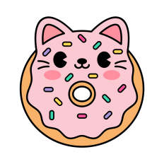 Cat Donut SVG | Kawaii Food Clipart