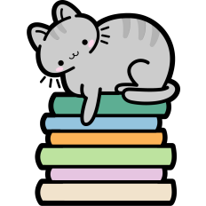 cat on a book pile