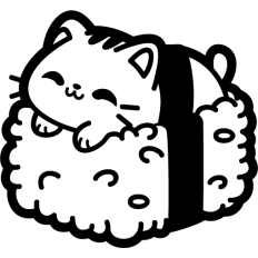 cute cat on a nigiri lineart