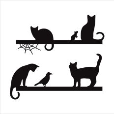 Creepy Cats shelves 