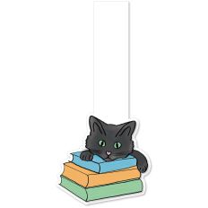 Cat with books magnetic bookmark