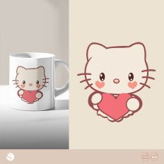 Sweetheart Kitty Cut File, Silhouette Studio Design
