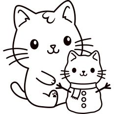 Cat With Snowman