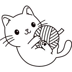 Cat With Yarn Ball