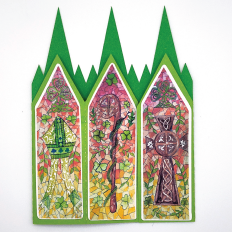 St. Patrick's Day Stained Glass Cathedral Print and Cut Card