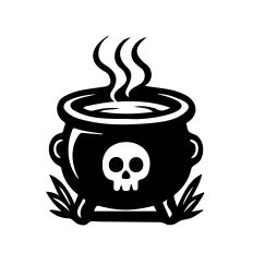 Witch Cauldron with Skull Halloween Potion Pot