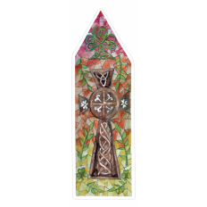 Watercolor Celtic Cross Stained Glass Print & Cut