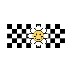 Checkered Retro Daisy 16oz Can Glass Wrap SVG