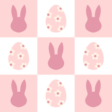 Checkered Easter Eggs And Bunny Heads