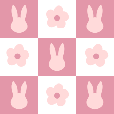 Checkered Easter Bunny Heads And Flowers