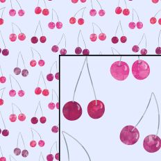 Cherries Seamless Pattern Blue Background