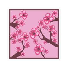 Cherry Blossom Branches and Blossoms Panel - Layered Cut File