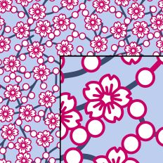 Sakura Cherry Blossom Seamless Pattern Blue Pink and White